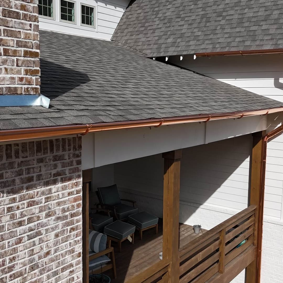 Copper gutters on a new house.